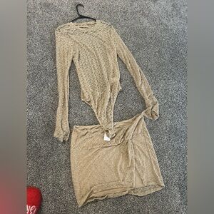 Fashion Nova Beige Lace Ensemble